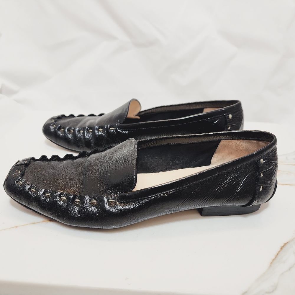 Kate Spade Sz 6.5 Patent Leather Loafers Threaded Detail